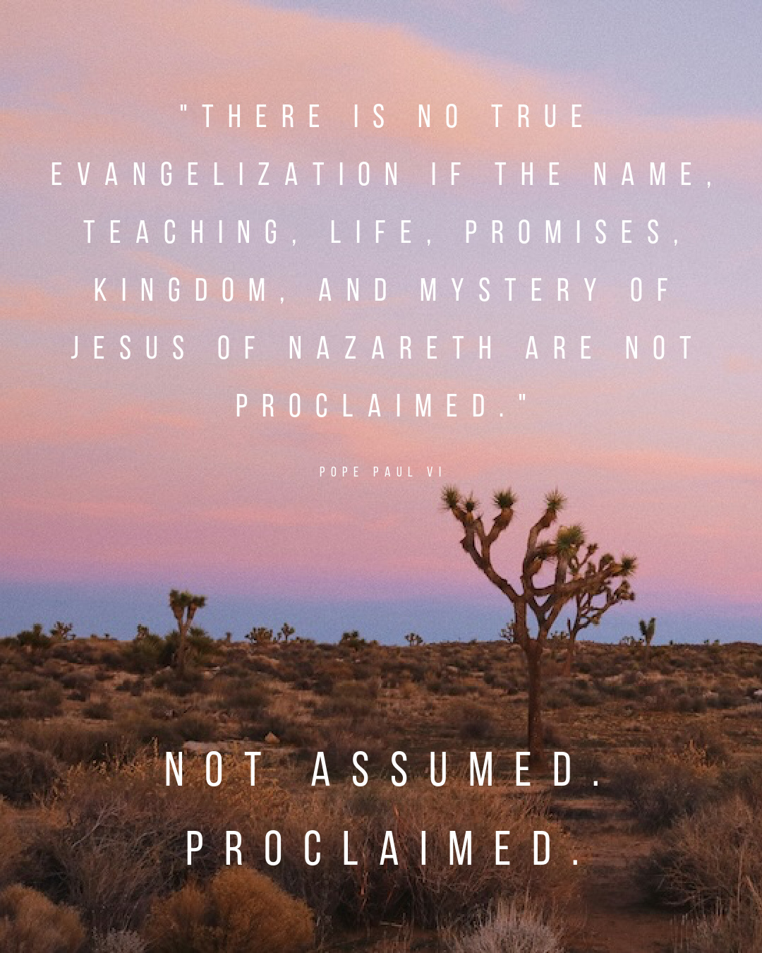 Desert image with Pope Paul VI quote