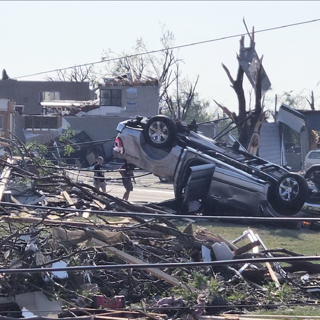 Tornado damage to homes and trees following the July 27, 2026 EF3 tornado in the Fox Cities, Wisconsin
