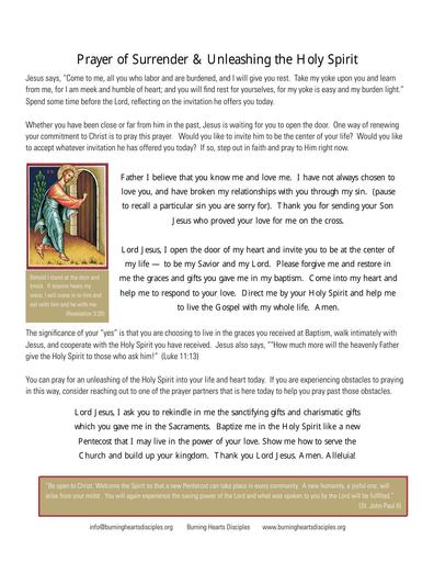 Prayer for Unleashing Holy Spirit